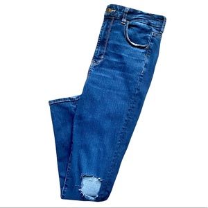 American Eagle Curvy Super High Rise Distressed Jegging - Dark Blue Wash - sz 6